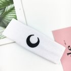Sport Hairband Moon Crescent Embroidered Elastic Fitness Hair Band White black moon