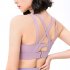 Sports Bra For Women Padded Support Criss Cross Strappy High Impact Quick drying Bras For Yoga Exercise Athletic Light purple XL  62 5 70kg 