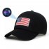 Sports Camera Baseball Cap Hands Free Sporting Action Camera 1080P Smart Cap with Camera M8 Black Flag Hat