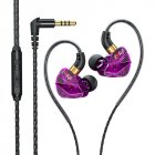Sports Headphones 3.5mm In-Ear Wire Control Earphone With Microphone Hifi Sound Music Headset For Running Purple
