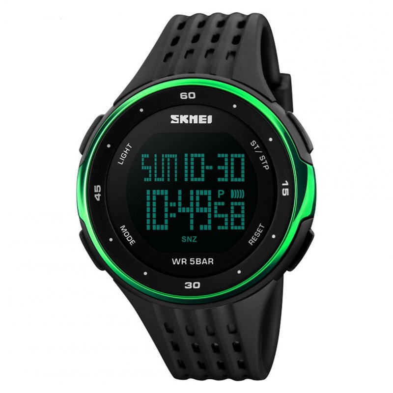 Sports Men's  Big Dial Multifunctional Waterproof Digital Watch Green