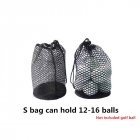 Sports Mesh Net Bag Black Nylon golf bags Golf Tennis 16/32/56 Ball Carrying Drawstring Pouch Storage bag Small size can hold 12-16 balls / price does not include balls