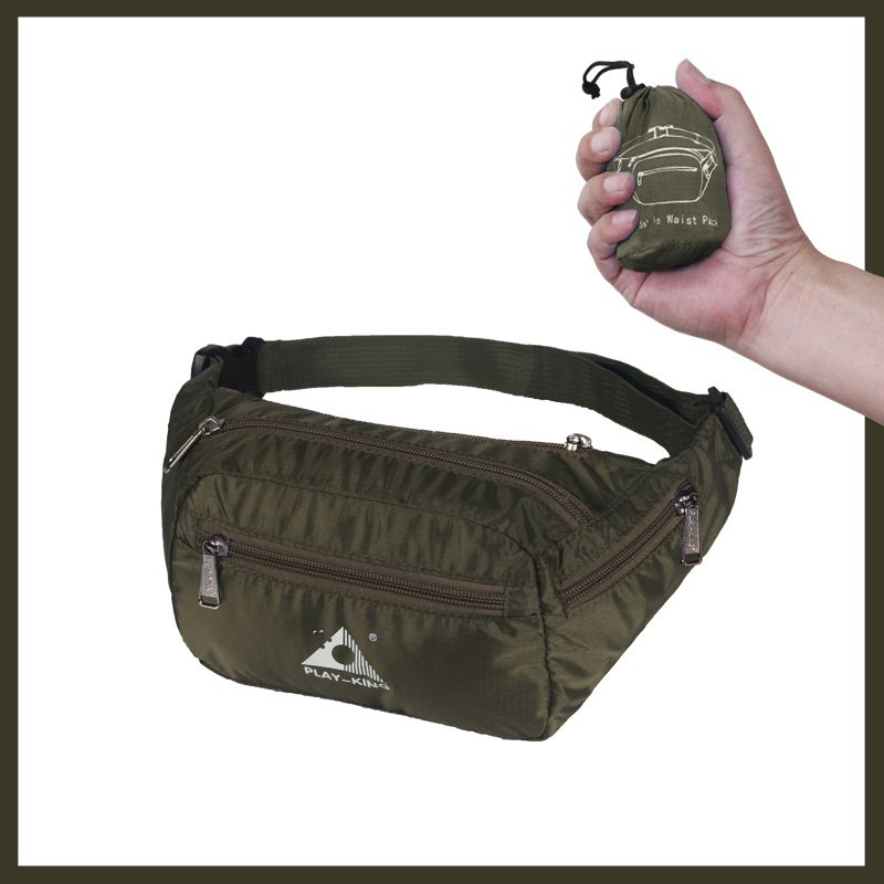 Sports Waist Bag Casual Outdoor Portable Lightweight Folding Multifunctional Running Mobile Phone Waist Bag olive Green_7 inch