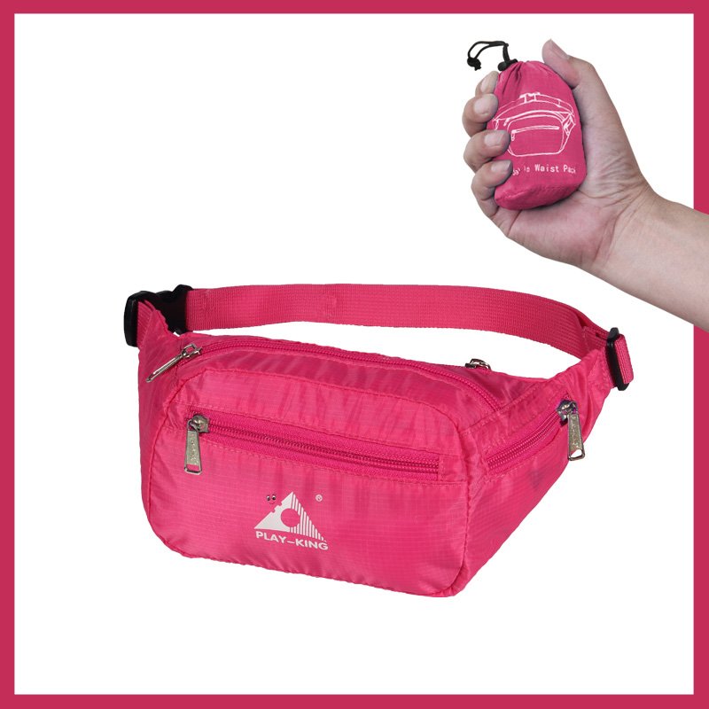 Sports Waist Bag Casual Outdoor Portable Lightweight Folding Multifunctional Running Mobile Phone Waist Bag rose Red_7 inch