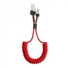 Spring 2a Usb Cable 3 In 1 Braided Spring Mobile Phone Fast Charging Data  Cable TYPE C Red