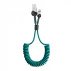 Spring 2a Usb Cable 3 In 1 Braided Spring Mobile Phone Fast Charging Data  Cable TYPE-C-dark green