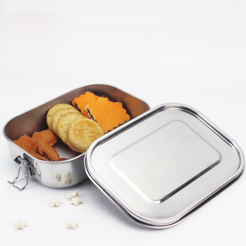 Square 304 Stainless Steel Preservation Lunch Box with Silicone Sealing Ring Leak-Proof Food Container Bento Box  Single layer