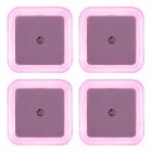 Square Plug In Night Light With Light Sensors Baby Nursery Night Lights For Bathroom Bedroom Hallway Stairs (6 x 6cm) pink 4pcs
