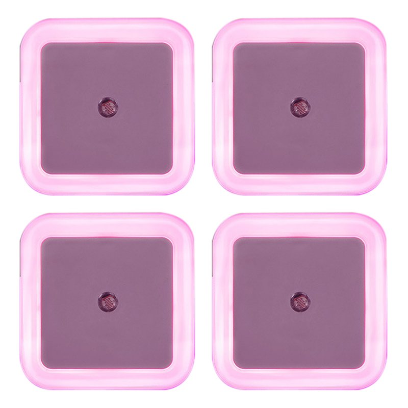Square Plug In Night Light With Light Sensors Baby Nursery Night Lights For Bathroom Bedroom Hallway Stairs (6 x 6cm) pink 4pcs