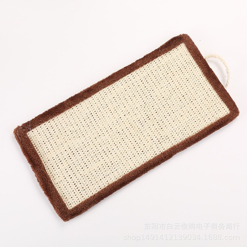 Square Sisal Scratching Board Bite Resistant Plush Hanging Toy for Pet Cat  brown_40cm long and 20.5cm wide