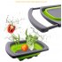 Square Stretchable Draining Basket Colander Kitchen Retractable Strainer Vegetable Storage Rack  green