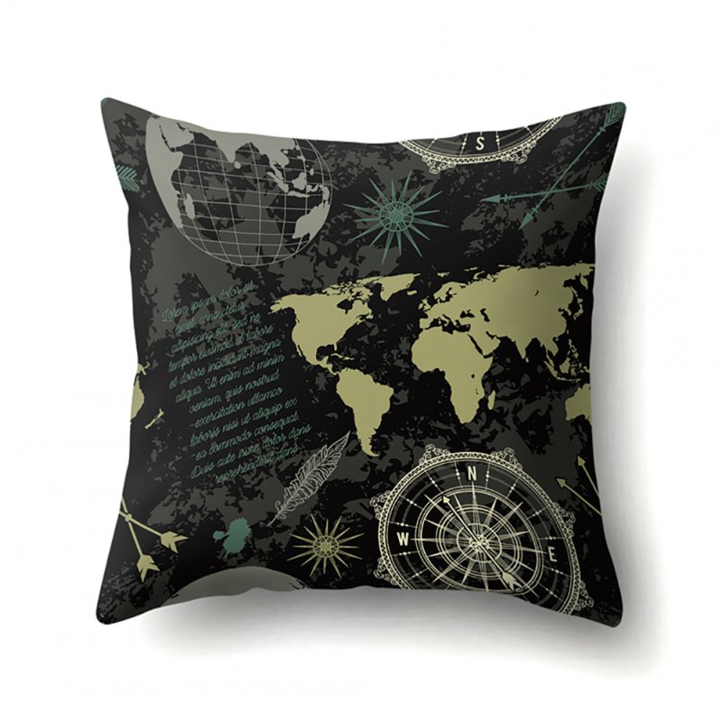 Wholesale Square World Map Compass Pillowcase Cushion ...