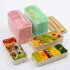 Stackable Bento Box 3 Layer Lunch Box With Fork And Spoon 3 Grid Design Detachable Compartment Tray Rectangular Lunch Box Kit For Boys Girls Children 3 layers  