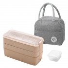 Stackable Bento Box 3 Layer Lunch Box With Fork And Spoon 3 Grid Design Detachable Compartment Tray Rectangular Lunch Box Kit For Boys Girls Children 3-layer suit-meter
