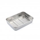 Stainless Steel Baking Sheet, Baking Tray With Rack, 1.96 Inch Deep Edge, Rolling Edge Design, Smooth Cookie Sheet & Oven Pan For Biscuits, Vegetables, Bacon Single disk + rack 23x17x5.0CM