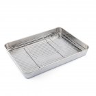 Stainless Steel Baking Sheet, Baking Tray With Rack, 1.96 Inch Deep Edge, Rolling Edge Design, Smooth Cookie Sheet & Oven Pan For Biscuits, Vegetables, Bacon Single disk + rack 40x30x5.0CM