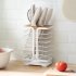 Stainless Steel Cutter Holder Kitchen Rack Multi function Storage Rack with Tray White