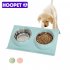 Stainless Steel Double Pet Bowls Food Water Feeder for Dog Puppy Cats Pets Supplies Feeding Dishes  blue
