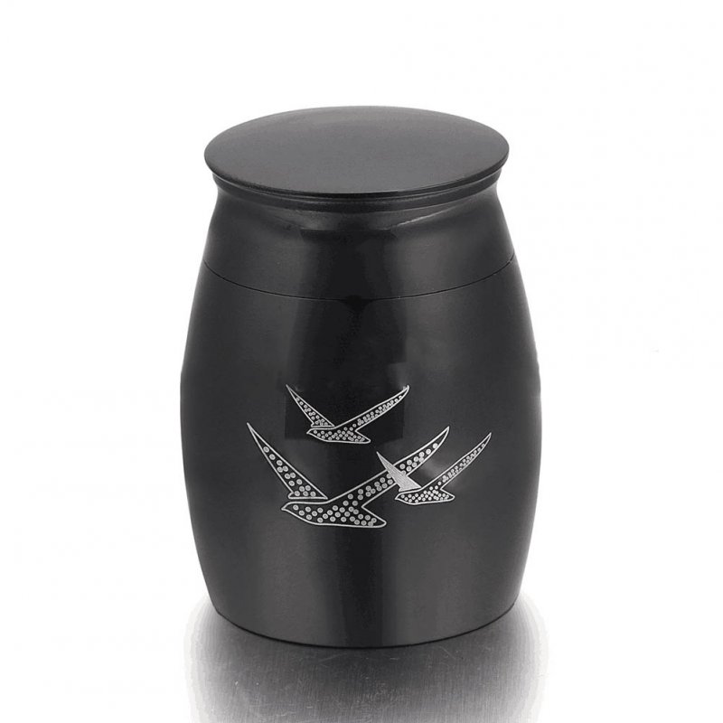 Stainless Steel Funeral Urns for Pet Dogs Cats Ashes Keepsake Miniature Burial Funeral Urns 40 * 29mm black three birds