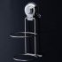 Stainless Steel Hair Dryer Rack with Suction Cup for Bathroom Storage