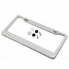 Stainless Steel License Plate Frame   8 Rows Full Color Gauge Set with Diamond License Plate Frame and Cover silver