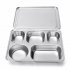 Stainless Steel Lunchbox Divided Lunch Food Container Bento Box Tray with Cover 304 material 5 grid thick section