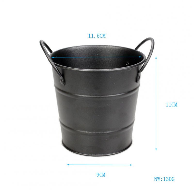 Stainless Steel Mini Snack Barrel Icing Bucket French Fries Tin Pails Black fries bucket