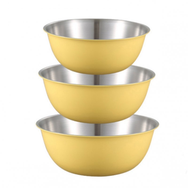 Stainless Steel Mixing Bowls (Set Of 3/4) Serving Bowls For Kitchen Salad Bowl With Scale Non Slip Colorful Storage Bowls For Healthy Meal Mixing Baking And Prepping 3-piece cream yellow-color box