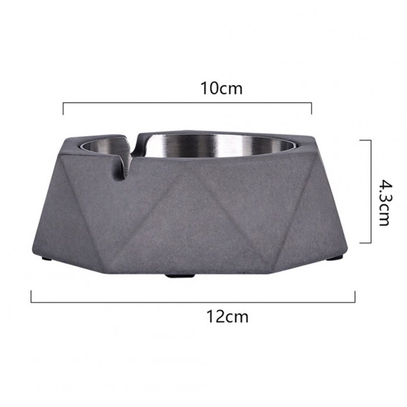 Stainless Steel Nordic Geometric Ashtray for Bar Internet Cafe Office Dark gray_12 * 10 * 4.3cm