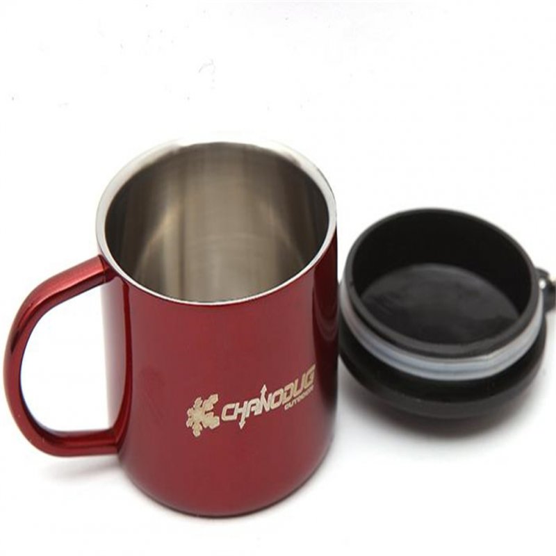 Stainless Steel Outdoor Portable Water  Cup With Lid Anti-scalding Ultra-light Exquisite Workmanship Mini Camping Vacuum Mug Red