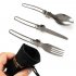 Stainless Steel Outdoor Picnic Tableware Set Foldable Cutlery Set for Camping Hiking 3Pcs Set  Silver