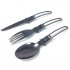 Stainless Steel Outdoor Picnic Tableware Set Foldable Cutlery Set for Camping Hiking 3Pcs Set  Silver