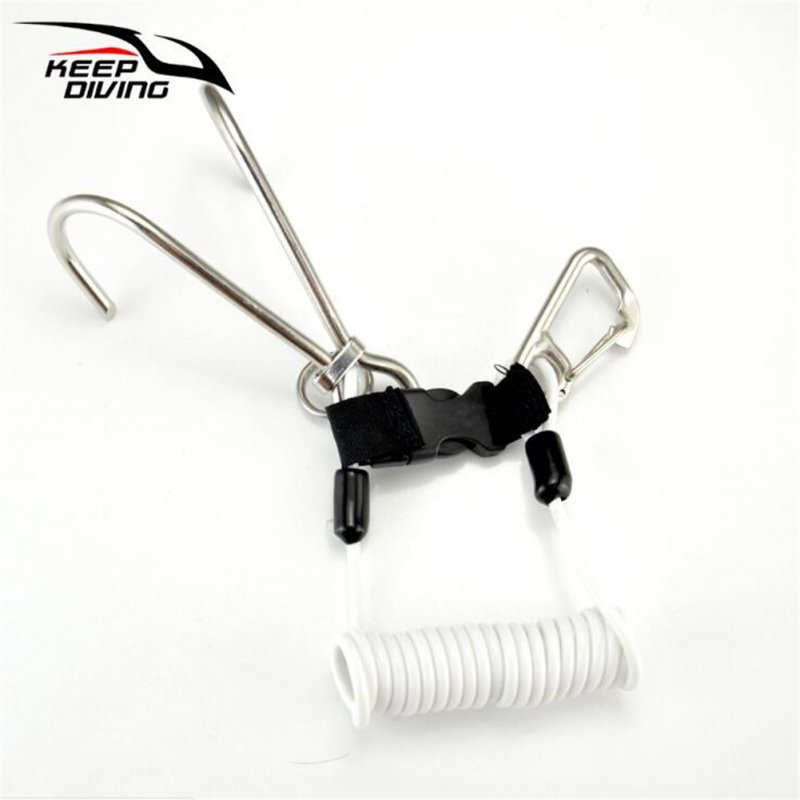 Stainless Steel Spring Rope Reef Hook (Double Hook) Dive Gear Diving Accessories Transparent
