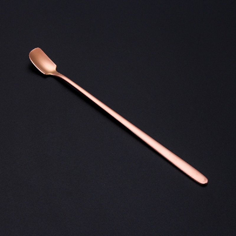 Stainless Steel Square Head Long Handle Mixing Stirring Ice Tea Spoon for Bar Tableware Large rose gold