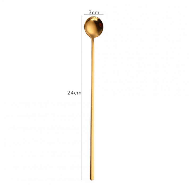 Stainless Steel Stirring Spoon Dig Spoon with Long Handle for Bar Mug Coffee Cup Gold (24cm)