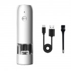 Stainless Steel Usb Rechargeable Electric Pepper Grinder, Led Warm Color Lights 6 Adjustable Thickness, One-button Control Grinding Tool Simple white