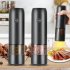 Stainless Steel Usb Rechargeable Electric Pepper Grinder  Led Warm Color Lights 6 Adjustable Thickness  One button Control Grinding Tool Simple white