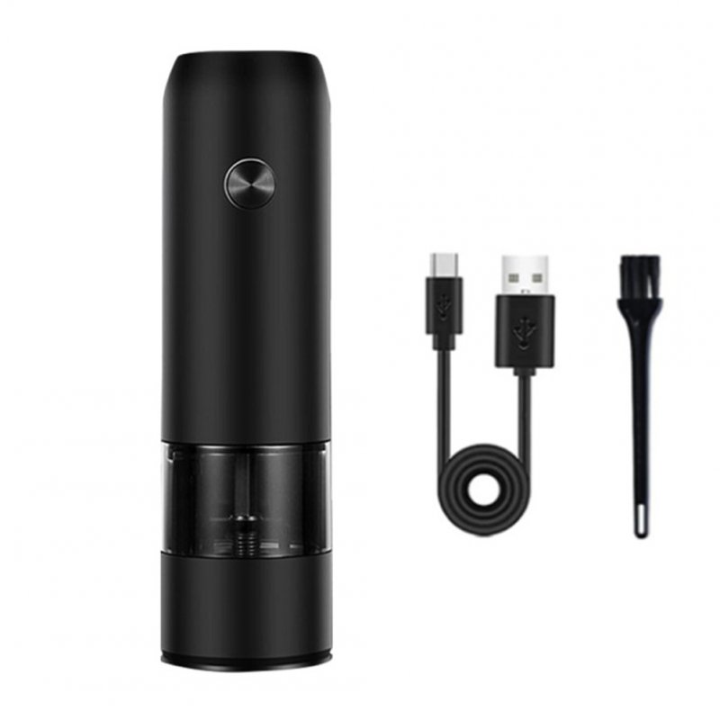 Stainless Steel Usb Rechargeable Electric Pepper Grinder, Led Warm Color Lights 6 Adjustable Thickness, One-button Control Grinding Tool Simple black