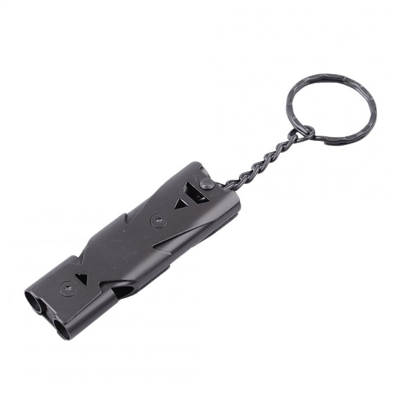 Stainless Steel Whistle High Decibel Field Survival Outdoor Lifesaving Match Referee Loud Signal Whistle black_Double pipe whistle
