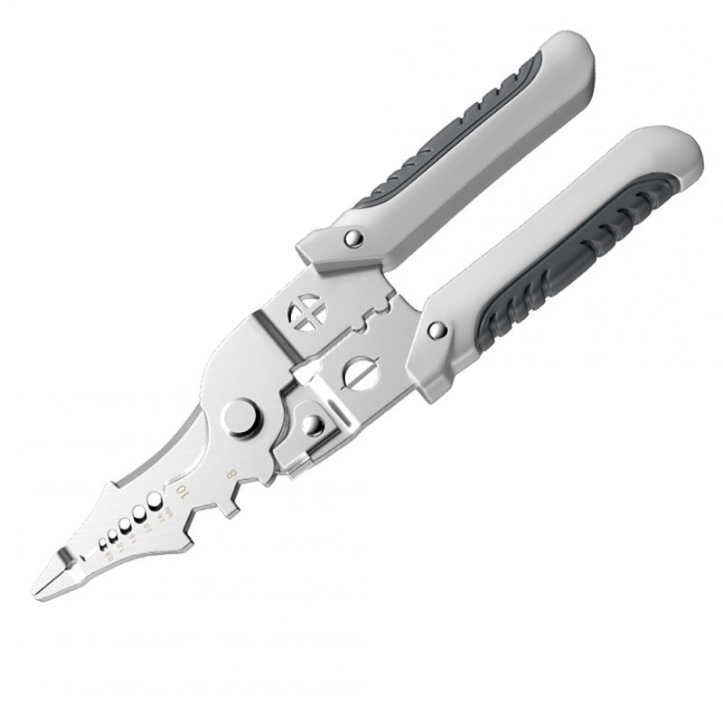 Stainless Steel Wire Stripper Crimper 0.8/1.0/1.6/2.0/2.6mm Multi-functional Plier Wire Stripping Tool Comfortable Grip Professional Electricians Tools 16-in-1 stripper