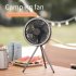 Standing Fan  Rechargeable Battery Powered Tripod Camping Fan With Timing Function  3 Speeds And 3 Brightness  For Outdoor Or Indoor Activities black gray