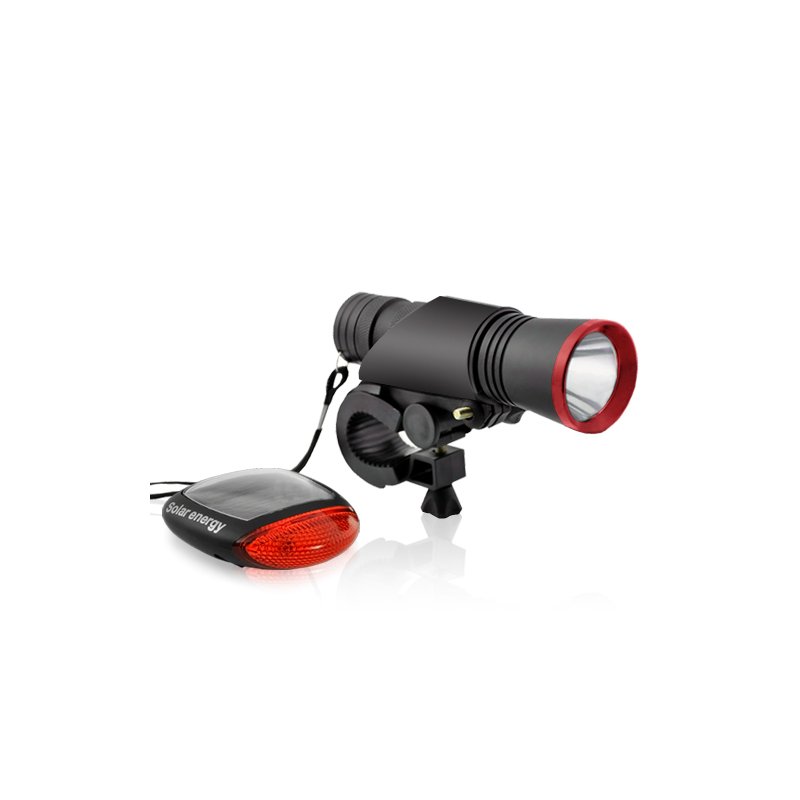 LED Bicycle Light Set with Solar Rear Light