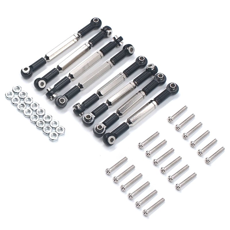 Steering Pull Rods Remote Control Toys Alloy Steering Linkages Pull Rods Connector for 1/16 RC Car WPL B14 C14 black