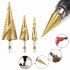 Step Drill Bit  3Pcs Impact Drill Bits With 1 4 Inch Hexagonal Handle  Double Edged Design  135   X shaped Segmentation Point  Heat resistant Metal Step Drill Bi