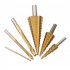 Step Drill Bit 6Pcs Impact Drill Bits With Triangle Handle 35    Blade Design 2 Spiral Flutes High Hardness Wear Resistance 2 in 1 Metal Step Drill Bit 3 step dr
