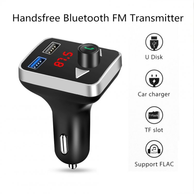 Stereo Car Fm Transmitter Bluetooth 5.0 Hands-free with Dual USB Adapter