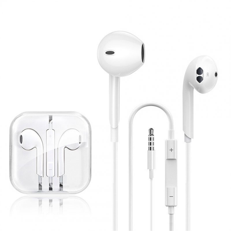 Stereo In-ear Wired Headset with Microphone 3.5mm Earphones White