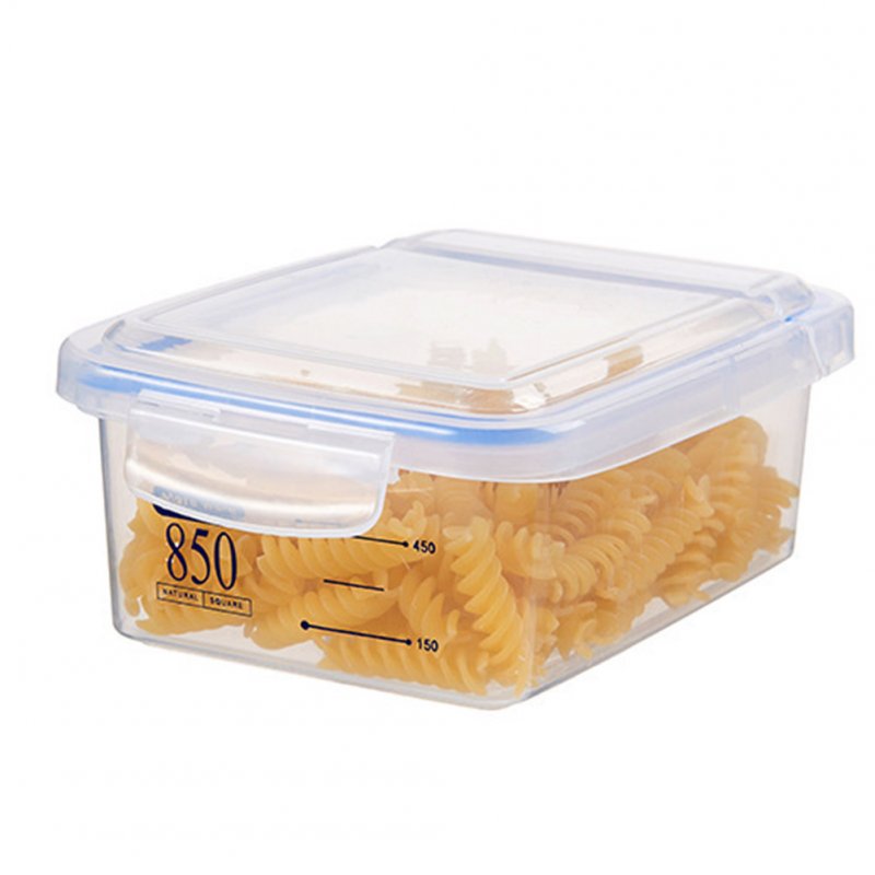 Storage Case Square Plastic Kitchen Cereals Fresh-keeping Dried Fruit Milk Powder Sealed Tank Blue 850ml