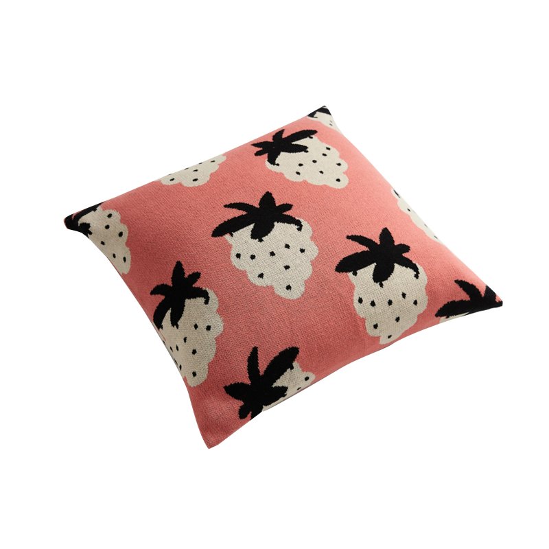Strawberry Pattern Cotton Blanket Lightweight Breathable Super Soft Throw Blanket For Couch Sofa Bed pink Pillowcase:45 x 45CM