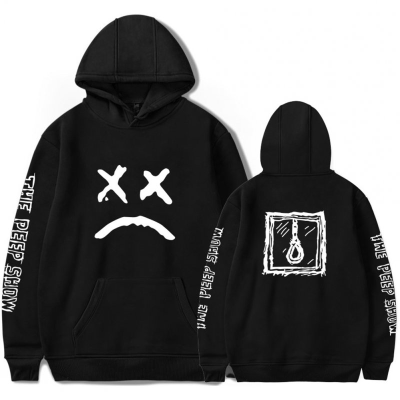 Street Style Sweatshirt Pullover Jacket Hip Hop Rapper Hoodie with Kanga Pocket Black 2_XL